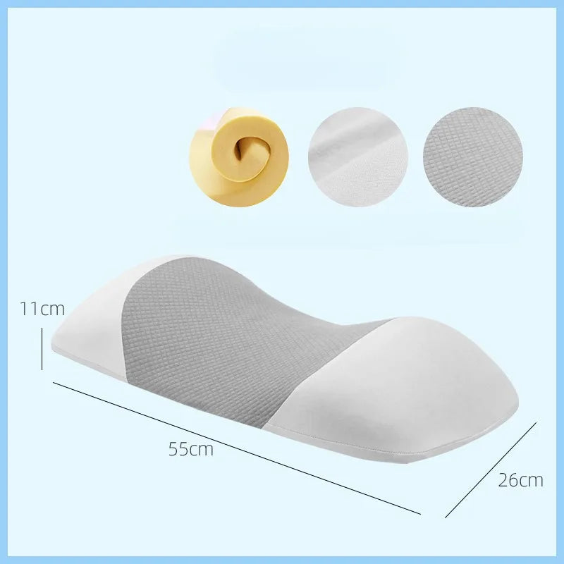 Lumbar Support Pillow for Sleeping Memory Foam Back Lumbar Support Cushion Back Support Bed Pillow Waist Support Back Sleepers Qme Gray 55X26X11CM