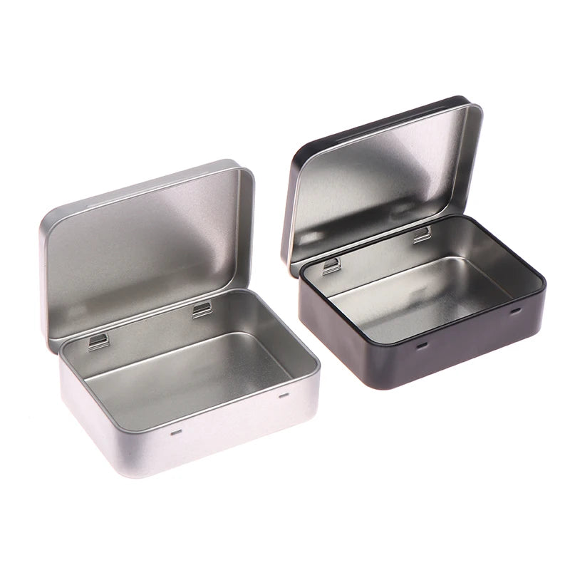 Empty Hinged Lid Small Storage Box Frosted Household Iron Metal Tin Qme