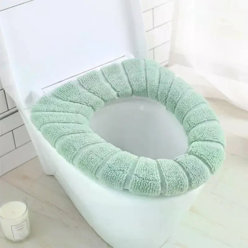 Bathroom Toilet Seat Cover Soft Warmer Washable Mat Pad Cushion Qme