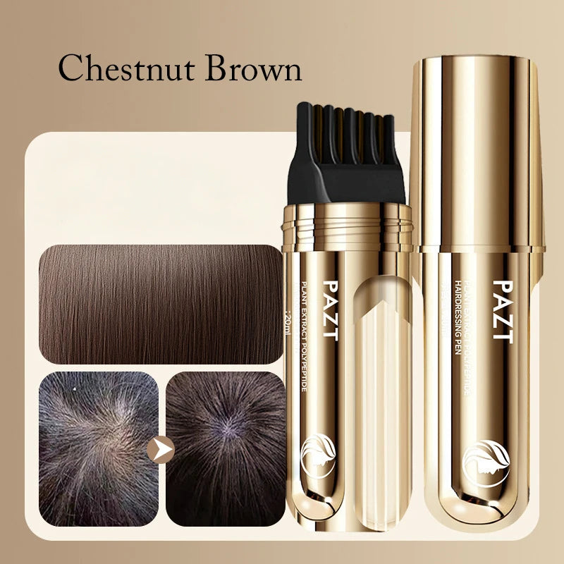 Hair Pen One-swipe Black Dye Comb Instant Gray Root Coverage Qme 02Chestnut Brown