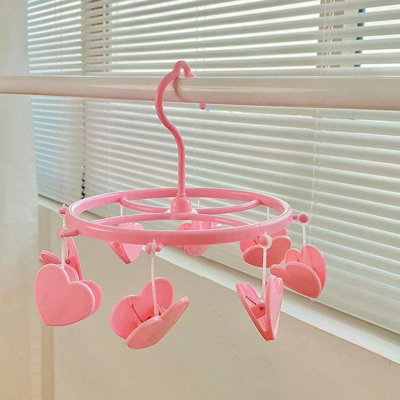 Lovely Strawberry Clothes Dryer Hanger Windproof Socks Underwear Drying Rack Household Heart Storage Laundry Rack Home Qme