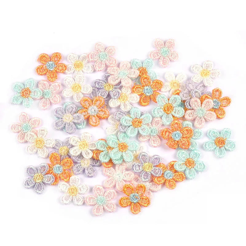 30Pcs 21mm Random Mixed Colorful Flower Embroidered Appliques Patch For DIY Clothes Sewing Supplies Handmade Bag Hat Decor c3777 Qme