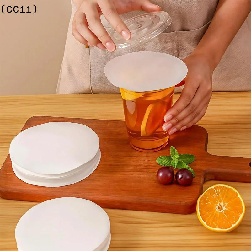 100 Disposable Leak Proof Paper Coffee Cup Cover Lid Films Anti Qme