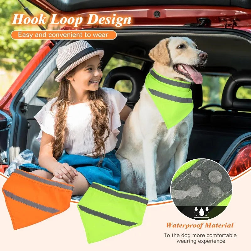 Pet triangle scarf with reflective strip for high visibility, suitable for small and medium-sized dogs to safely walk at night Qme