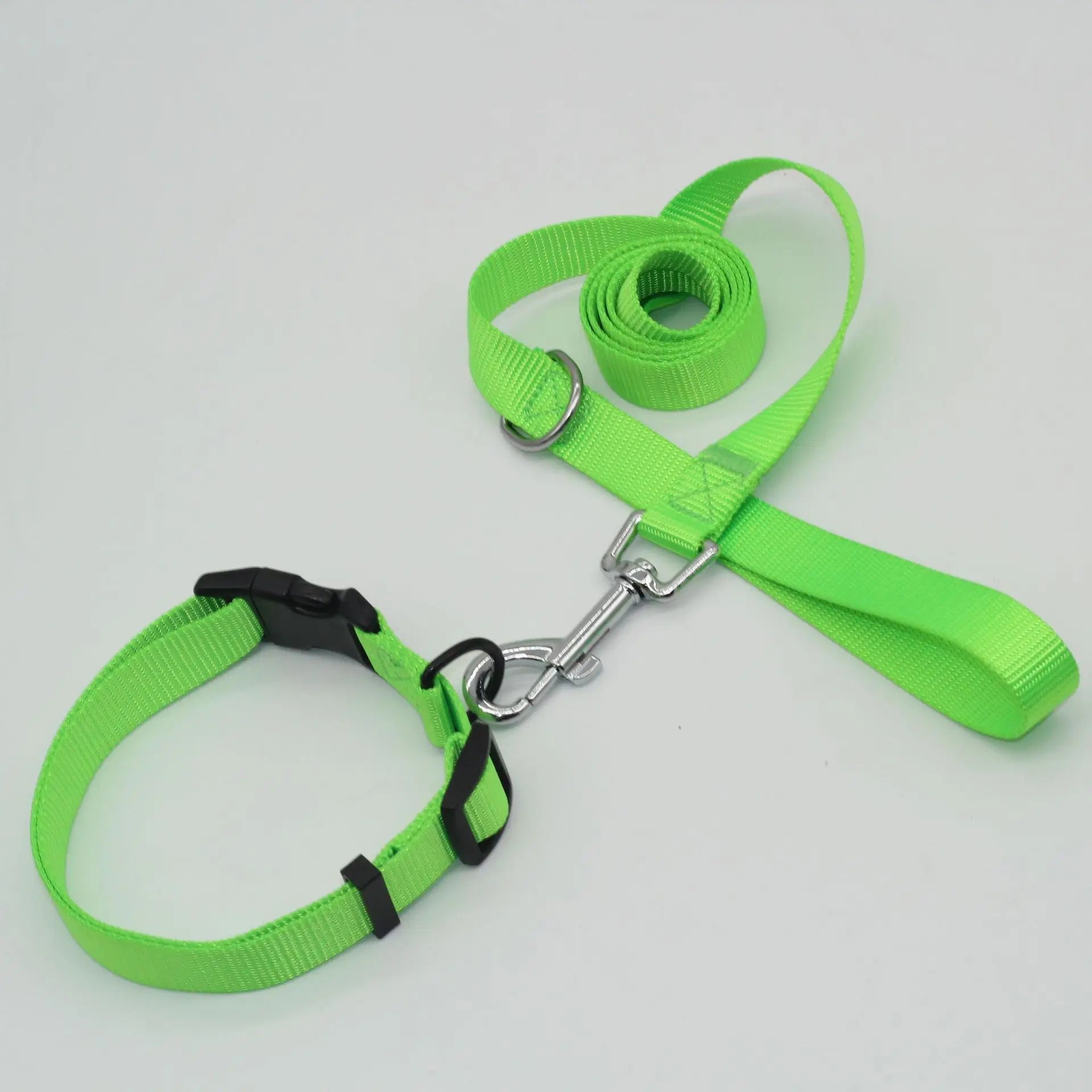 B 2/3Pcs Solid Nylon Dog Harness Collar Leash Set, Adjustable Breathable Traction Kit For Dogs Daily Walking Training Qme Green leash-Collar 2.0