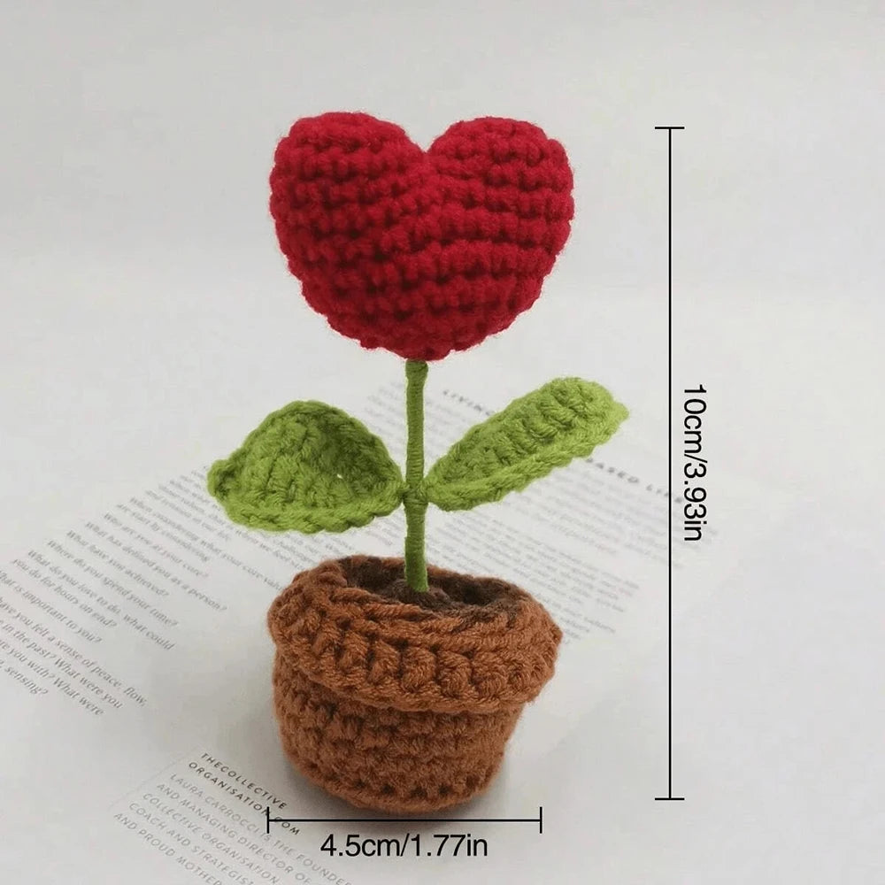 Hook Woven Finished Small Potted Plant Simulation Flower Potted Plant Flower Decoration Creative Gift Ornament Qme
