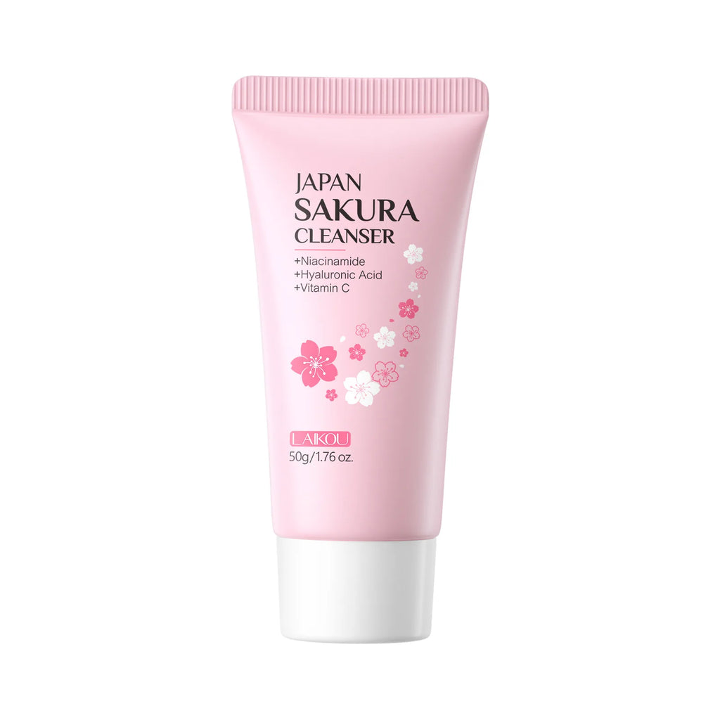 Sakura Facial Cleanser Deep Cleansing Pores Oil Control Moisturizing Brightening Face Wash Gentle For All Skin Types 50g Qme 1pc