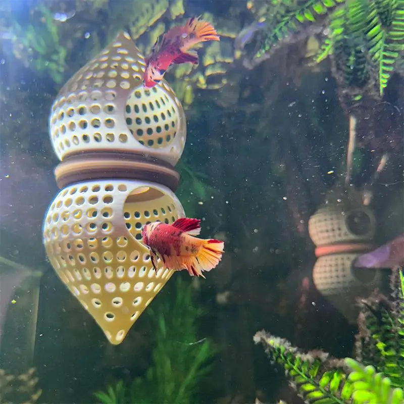 Fish Aquarium Tank Decoration Accessories Suspended Cone Bed Hideout Qme