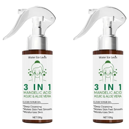 3 in 1 Mandelic Acid & Kojic Clean Scrub Gel with Aloe Vera - Deep Cleansing & Moisturizing for Smooth, Confident Skin Qme BROWN 100g