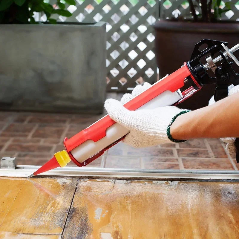 Stainless Steel Glue Gun Caulk Nozzle Applicator Suit with Base for Bathroom Kitchen Doors and Windows Gap Sealing Spray Nozzle Qme