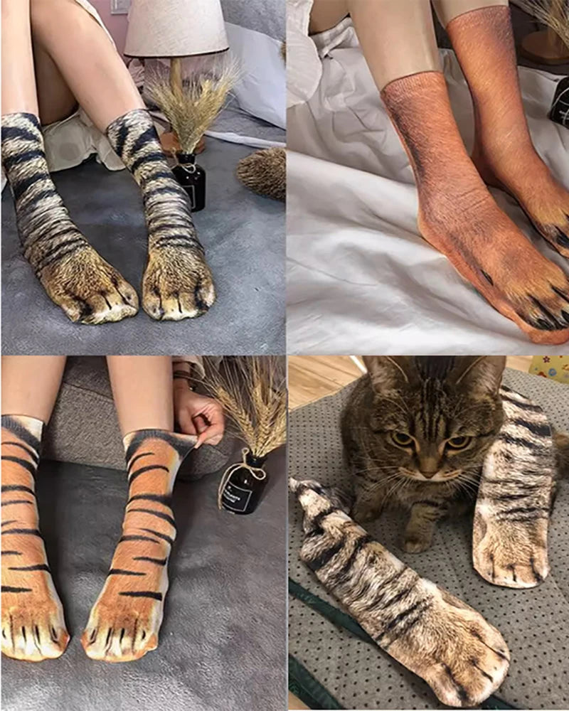 Funny Animal Paw Socks Cat Tiger Leg Toe Men Women Party Outdoor Qme