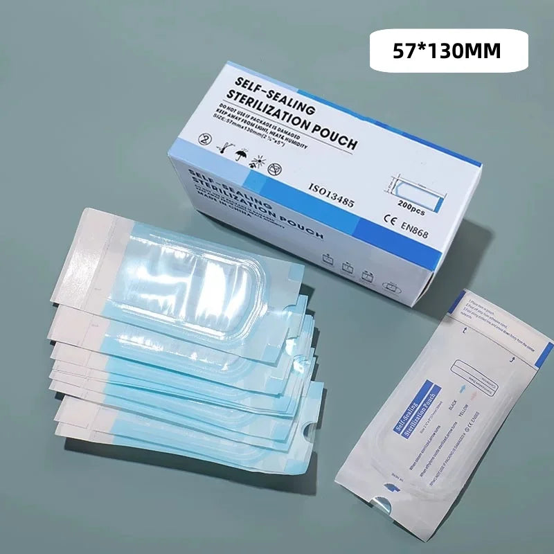 200pcs/box Self-sealing Sterilization Pouches Bags 5 Sizes Medical-grade Bag Disposable Tattoo Accessories Supplies Qme 200pcs 57 x 130mm