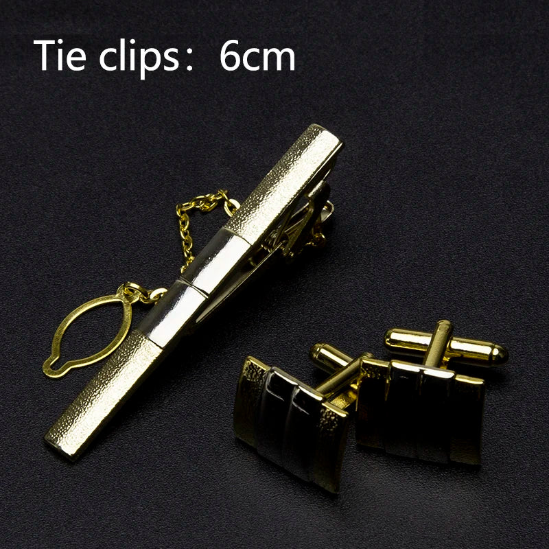 Men Metal Tie Clips Cufflinks Luxury Accessories Classic Shirts Cuff Qme