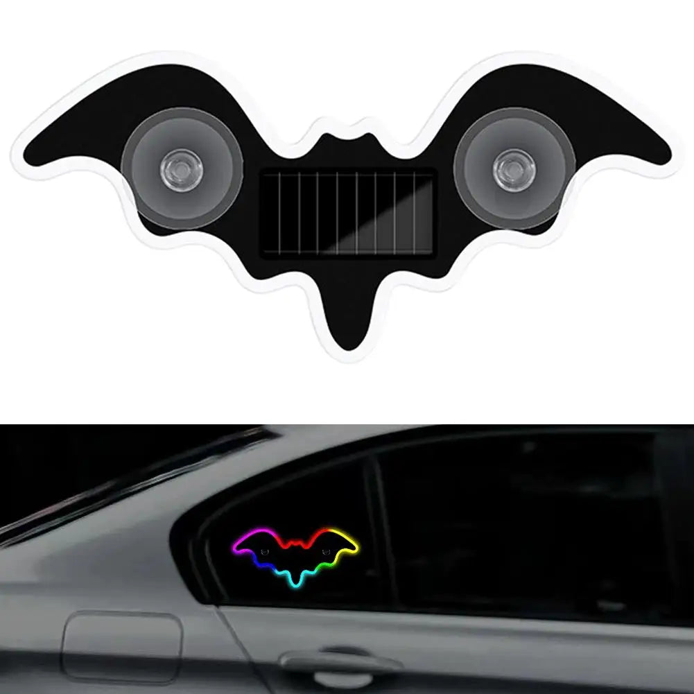 Solar Powered Car LED Ambient Light Cute Bat Shaped Suction Cup Qme E