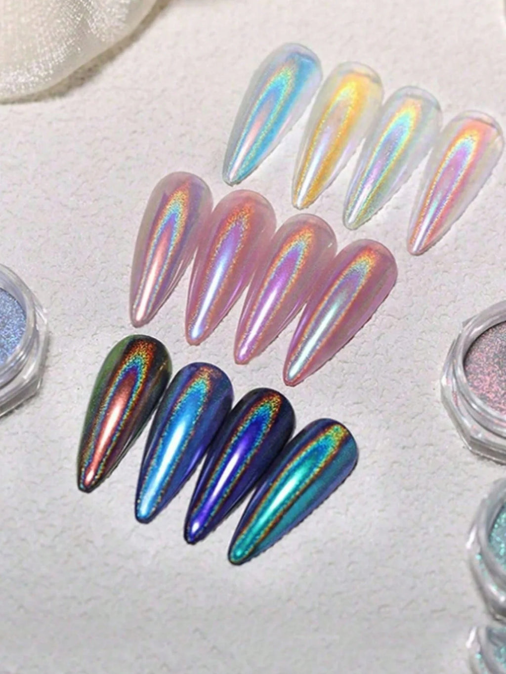 1 Aurora Rainbow Laser Nail Powder Ultra Shiny Fine Glitter Solvent Qme