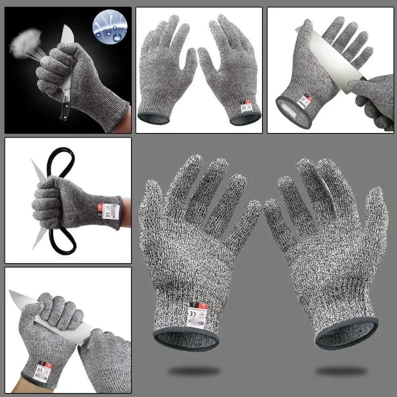 Grade 5 Cut Resistant Gloves Kitchen HPPE Scratch Glass Cutting Qme