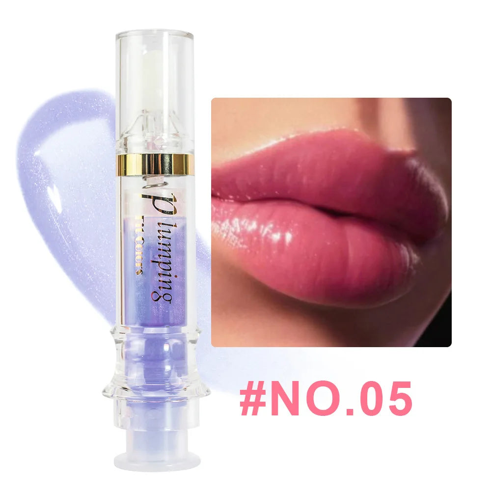 Shine Crystal Volume Lip Oil Plumping Pearl Gloss Pink Blue Hydrating Transparent Jelly Lip Gloss Serum Lip Care Makeup Cosmetic Qme 05