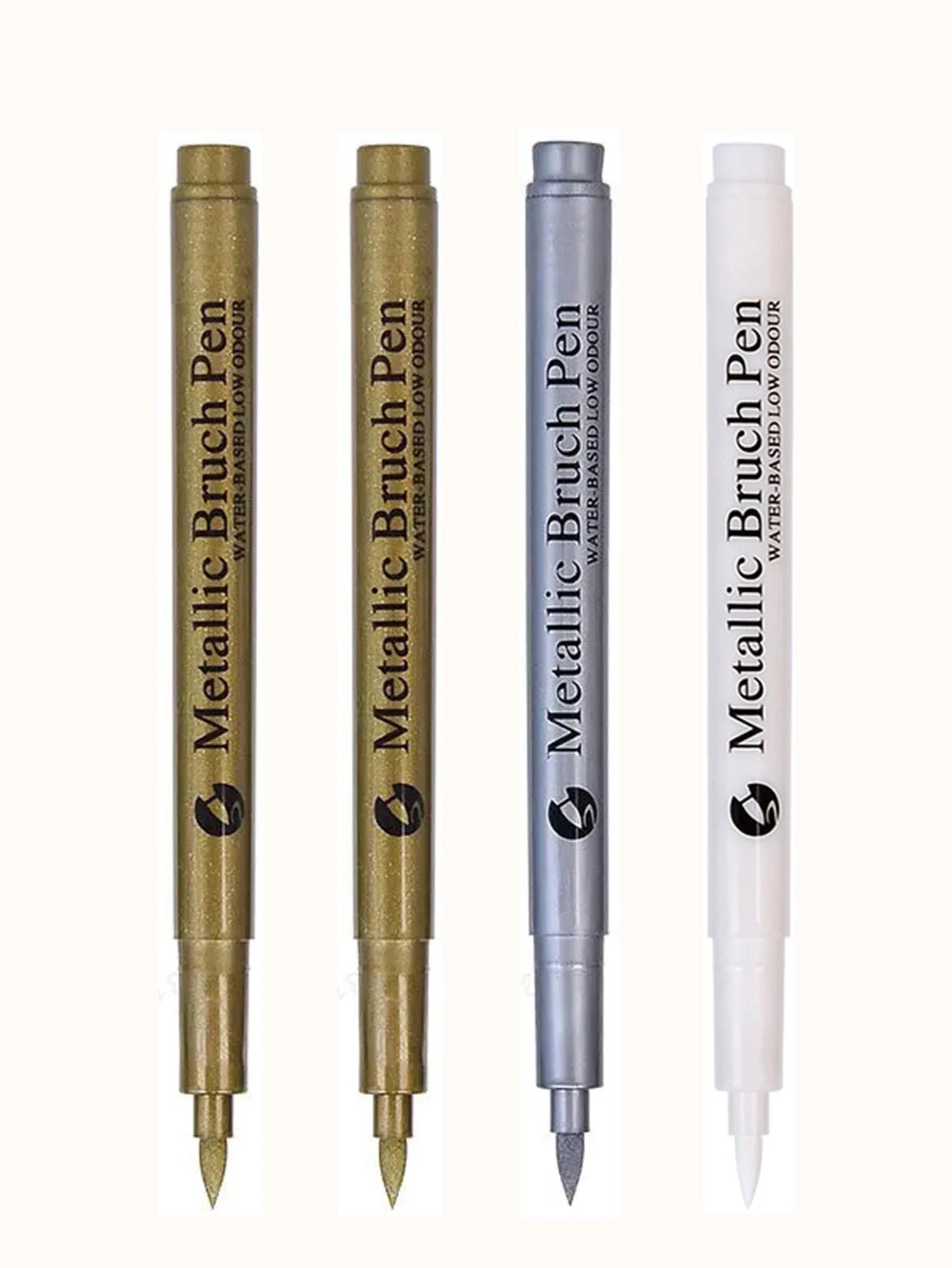 Metallic Marker Pen White/Gold/Silver Waterproof Permanent Paint Marker Pen for Rock,Mug,Ceramic,Glass DIY Painting Supplies Qme 2gold 1silver 1white