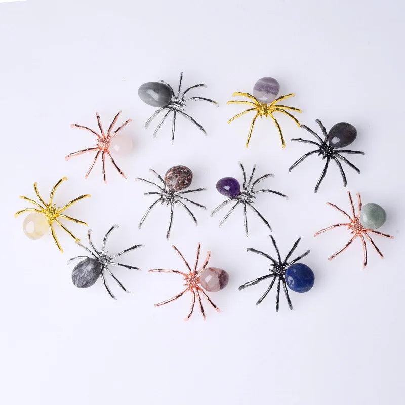1PCS Halloween Spider Random Color Crystal Ball Alloy Spider Hand-Made Spider Animal for Halloween Jeweley DIY Home Decor Gift Qme Random Color 1PCS