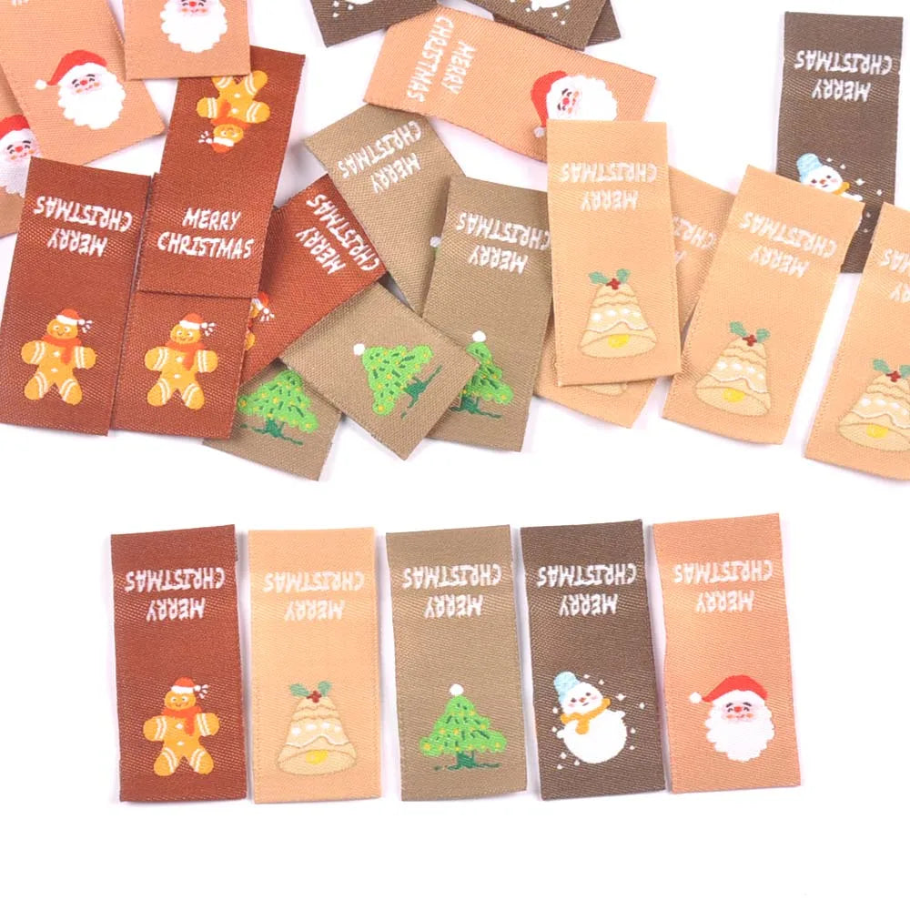 50Pcs Santa Claus/Snowman/Chritmas Tree Labels For Sewing Accessories Kid Garment DIY Crafts Handmade Clothes Supplies Xmas Tags Qme