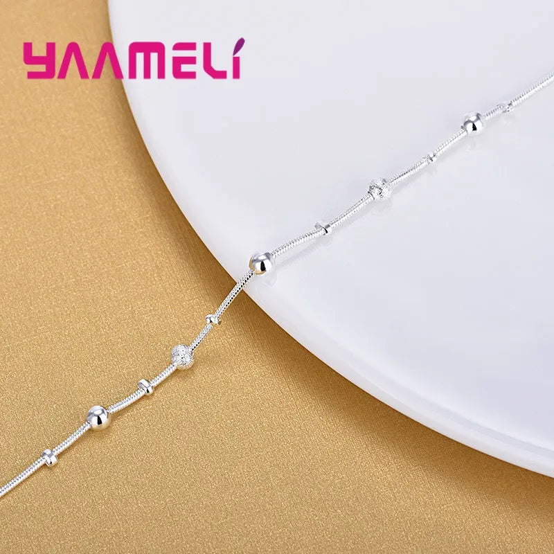 Trendy Women Foot Chains Adjustable Mujer Charm 925 Sterling Silver Color Anklets Bohemia Jewelry Summer Holiday Design Qme