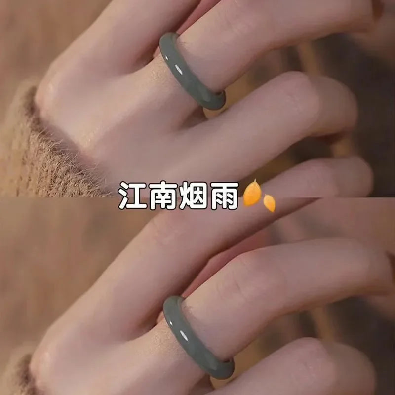 2026 Fashion New Cute Chinese Style Sweet Natural Glass Ring Ancient Texture Court Fashion Couple Ring Popular Trend Jewelry Qme 1 piece 7