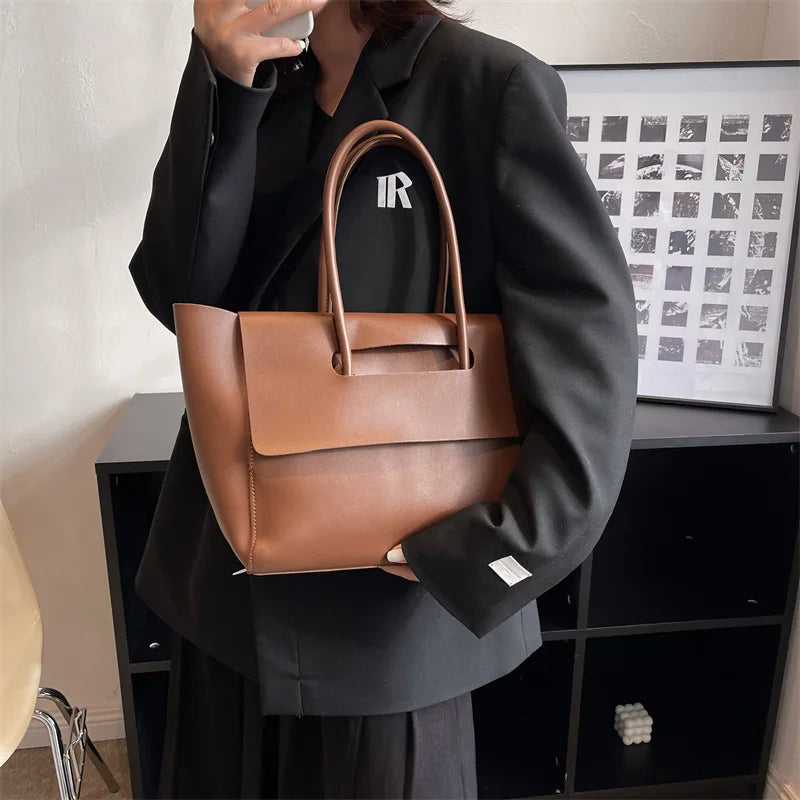 Female Tote Bag Korean Version Handbag Premium Trendy Retro Commuter Qme