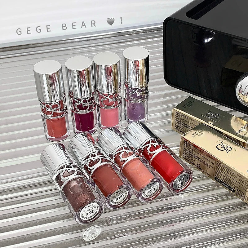 Gege Bear Glittering Mirror Lip Glaze, Watery Shimmering Light Lip Gloss Makeup 8 Colors, Hydrating Moisturizing, Long Lasting Qme