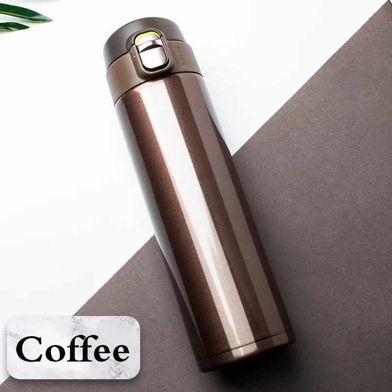 Stainless Steel Bouncing Cover Vacuum Flask Thermos Cup Coffee Tea Qme coffee 500ml