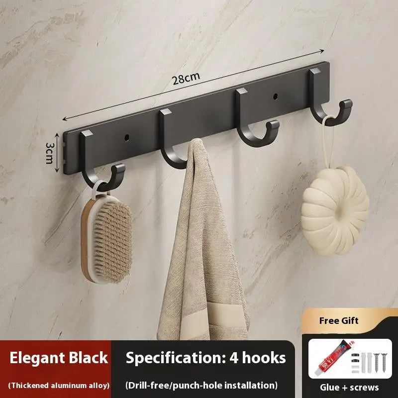Metal Hook Strong Adhesive Wall Mounted Bathroom Without Punchkitchen Qme Black 4hook