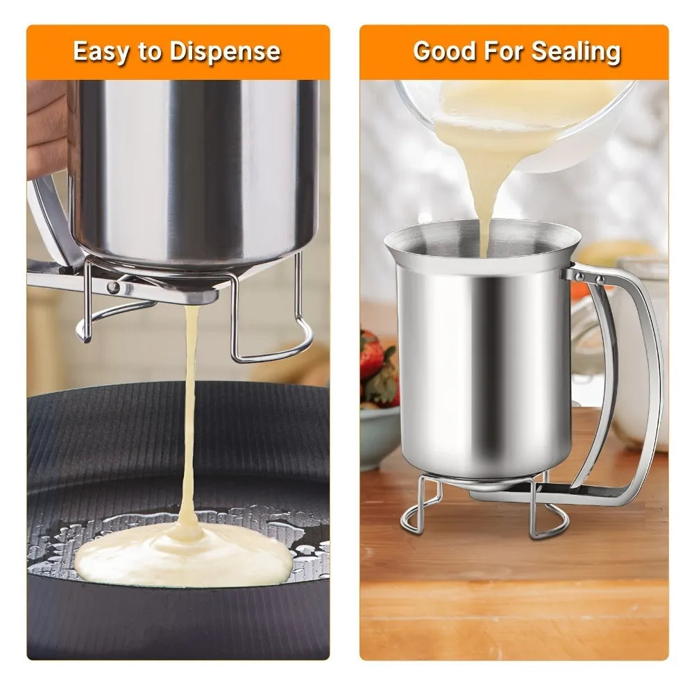 Stainless Steel Batter Dispenser Reusable Food Grade Pancakes Waffles Qme