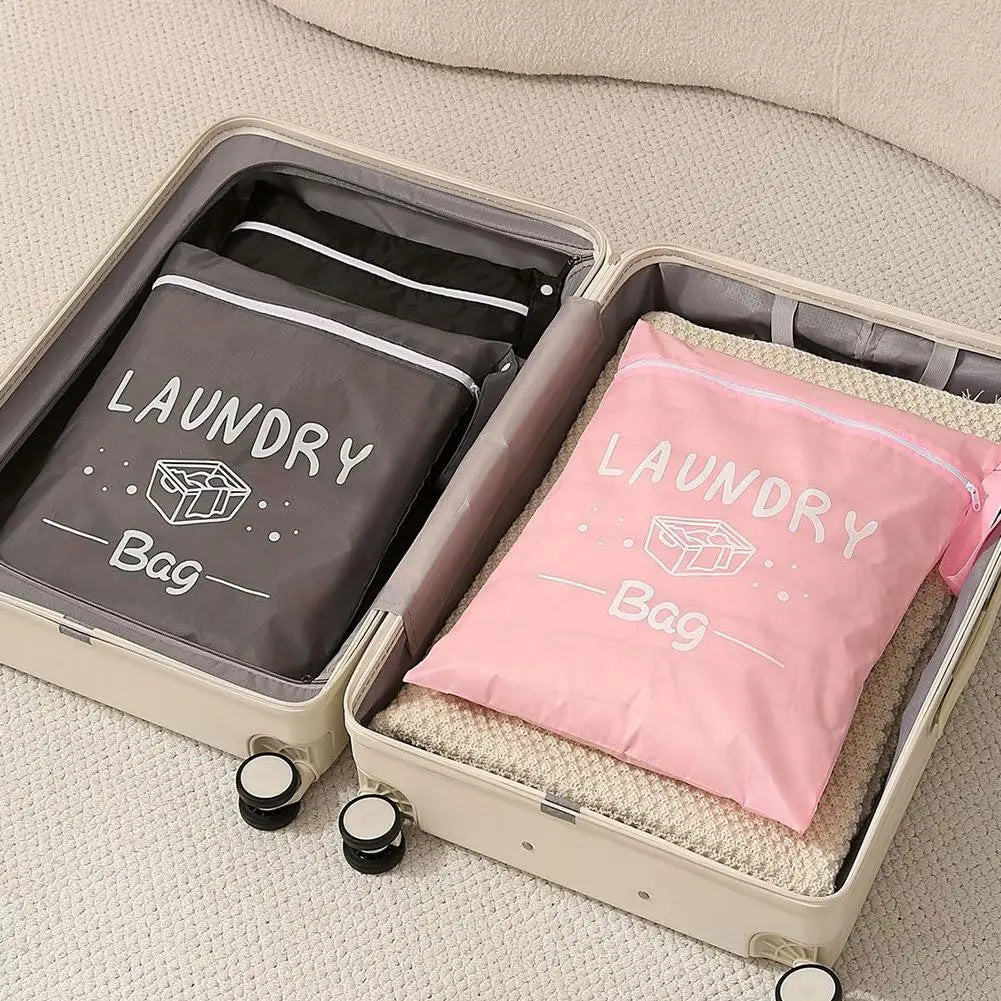 Travel Laundry Bag with Zipper Waterproof Dirty Clothes Storage Pouch Portable Drawstring Laundry Organizer for Suitcase/Dorm Qme