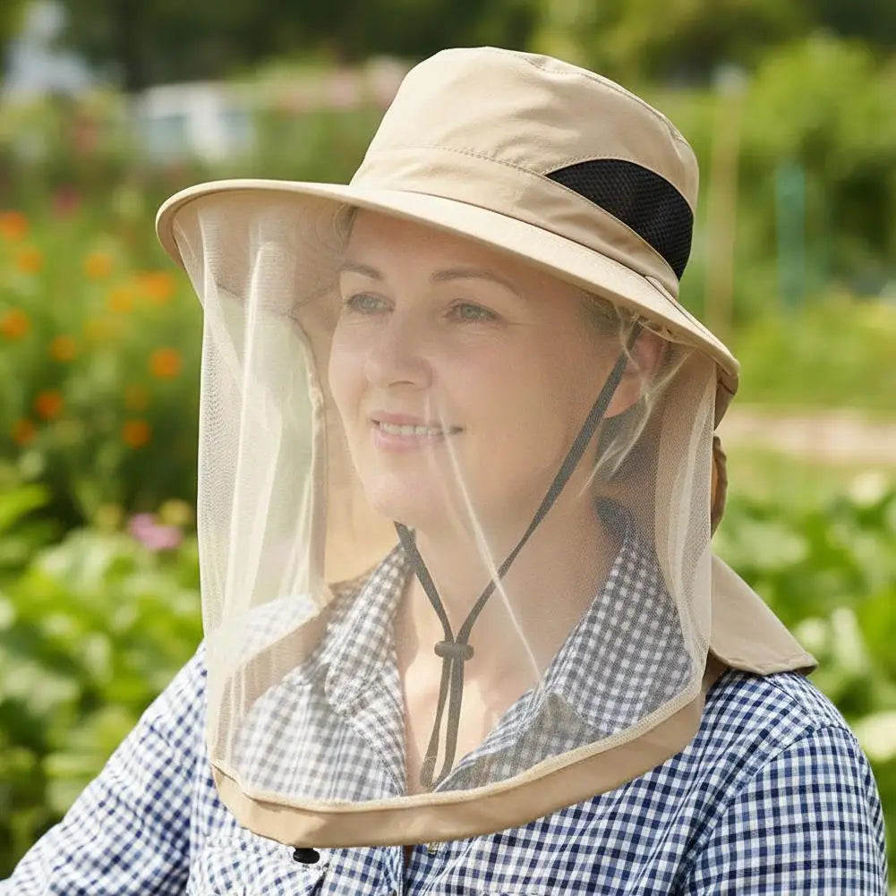 Mosquito Net Hat Fishing Sun Protection Outdoor Hiking Gardening Men Qme