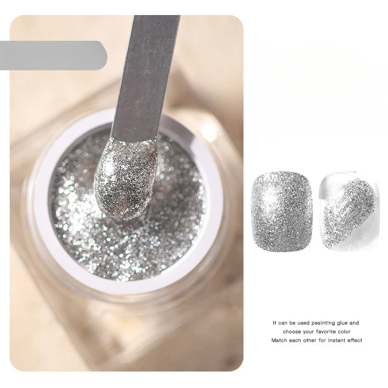 Glitter Nail Glue Platinum Glue Radiant Nail Polish Glue Nail Crushed Diamond Set Color Shift Pigment Powder Qme