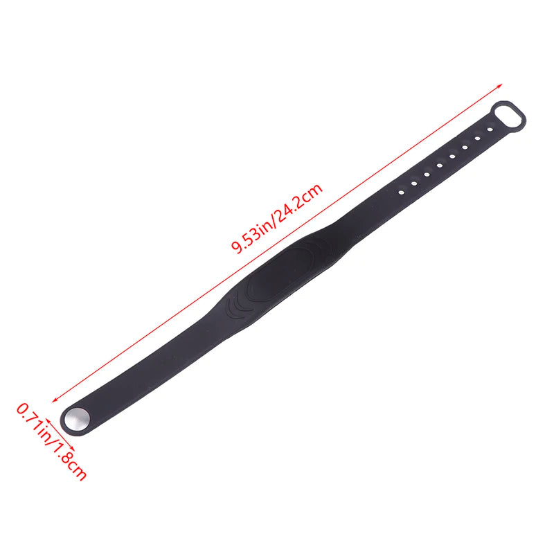 Adjustable Pure Black Silicone RFID Wristband 125KHz 13 56MHz 14443A Qme