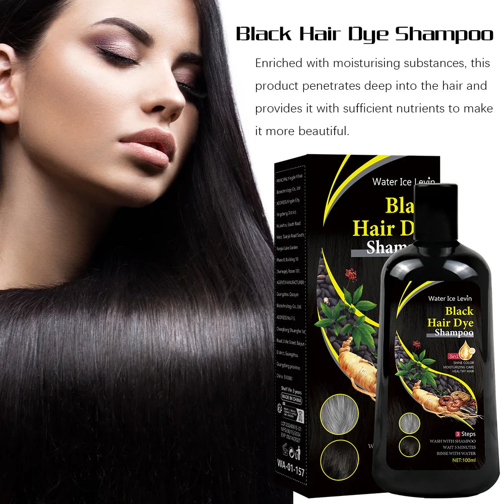 New 100ml Black Hair Color Dye Hair Shampoo Cream Organic Permanent Covers White Gray Shiny Natural Ginger Essence For Women Men Qme