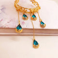 Antique Red Sapphire Water Drop Bell Open Bracelet Flying Sky Dunhuang Ancient Princess Bracelet Classic Ethnic Women's Jewelry Qme Blue