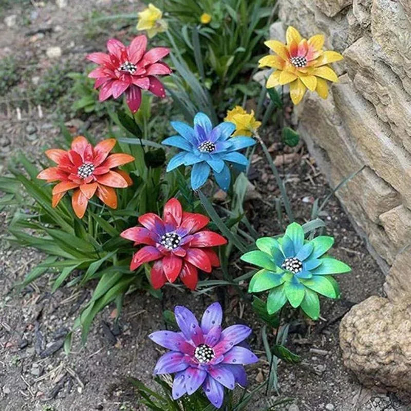 8 Colors Metal Flowers Garden Stakes Patio Stick Indoor Outdoor Crafts Rustproof Metal Iron Yard Art Lawn Decoration Instock Qme