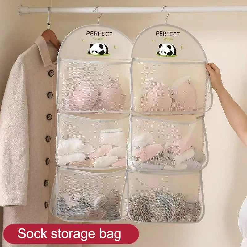 Multi-layer Storage Mesh Bag Save Space Large Capacity Socks Bags Qme