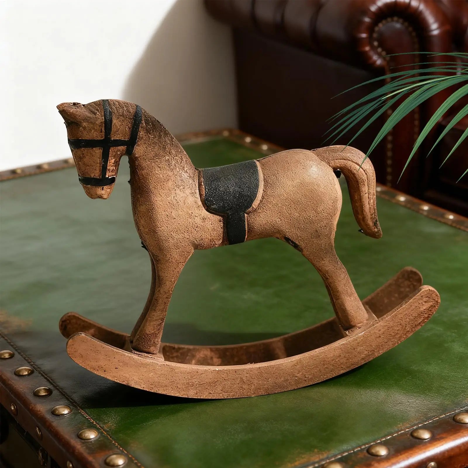 Horse Figurine Vintage Wooden Funny Rocking Toys Desk Sculpture Qme