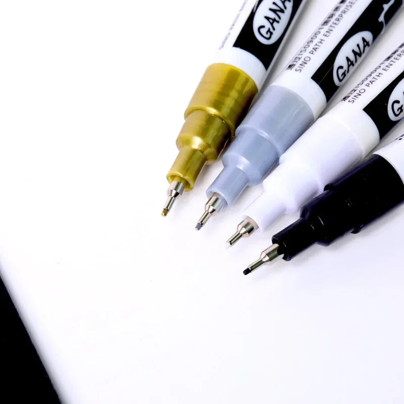 4Pcs/set High Quality Permanent Paint Markers Pen 0.7mm Fine Tip Waterproof, for Rock Painting, Wood, Metal, Canvas Qme