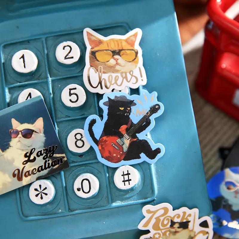 Funny Cartoon Cats Theme Sticker Pack 30 Sheets/Bag for Scrapbooking DIY Collage Material Background Decoration Journal Supplies Qme