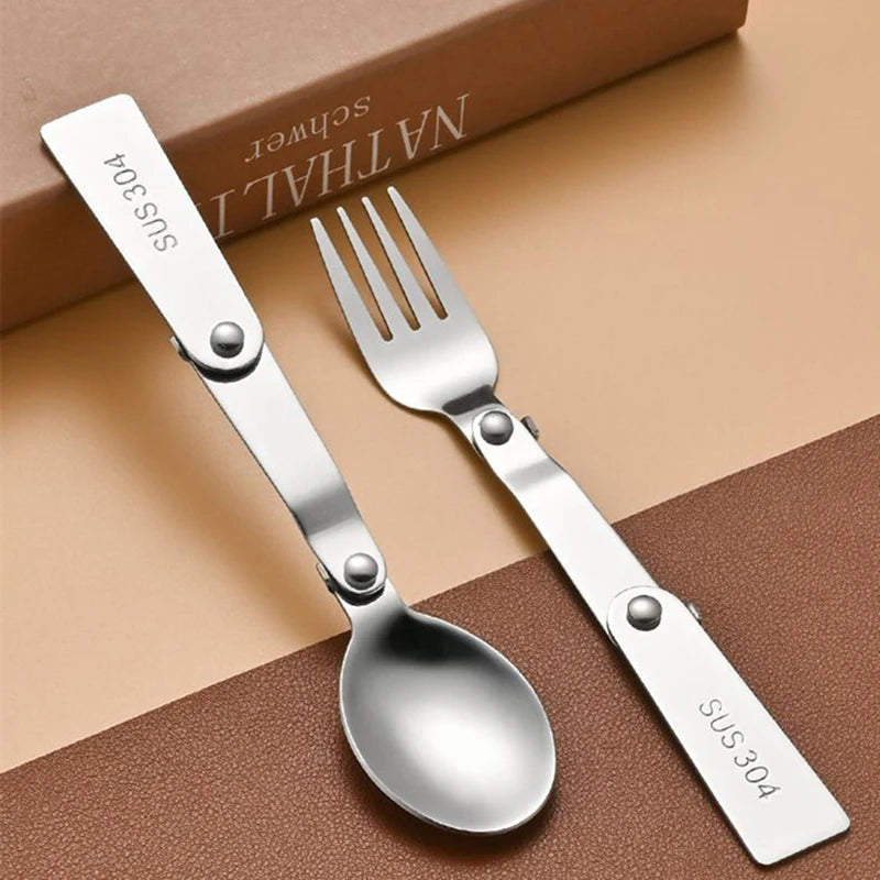 Portable Outdoor Cutleries Stainless Steel Spoon Fork Chopstick Qme
