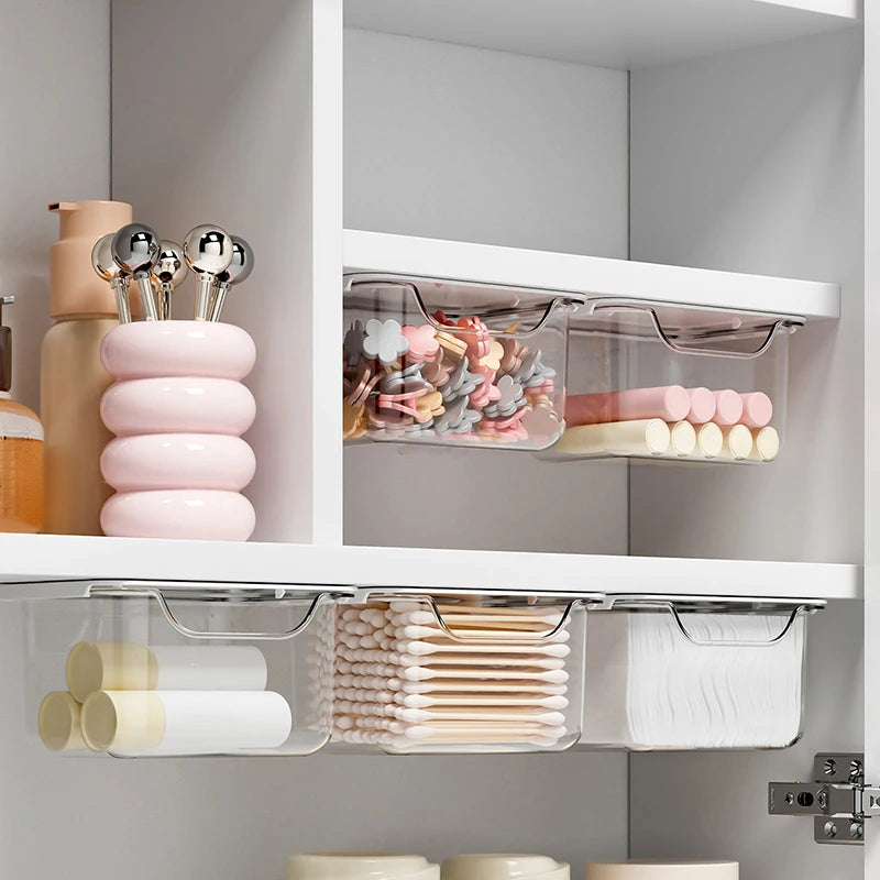 Under Mirror Cabinet Transparent Bathroom Cotton Stick Makeup Qme