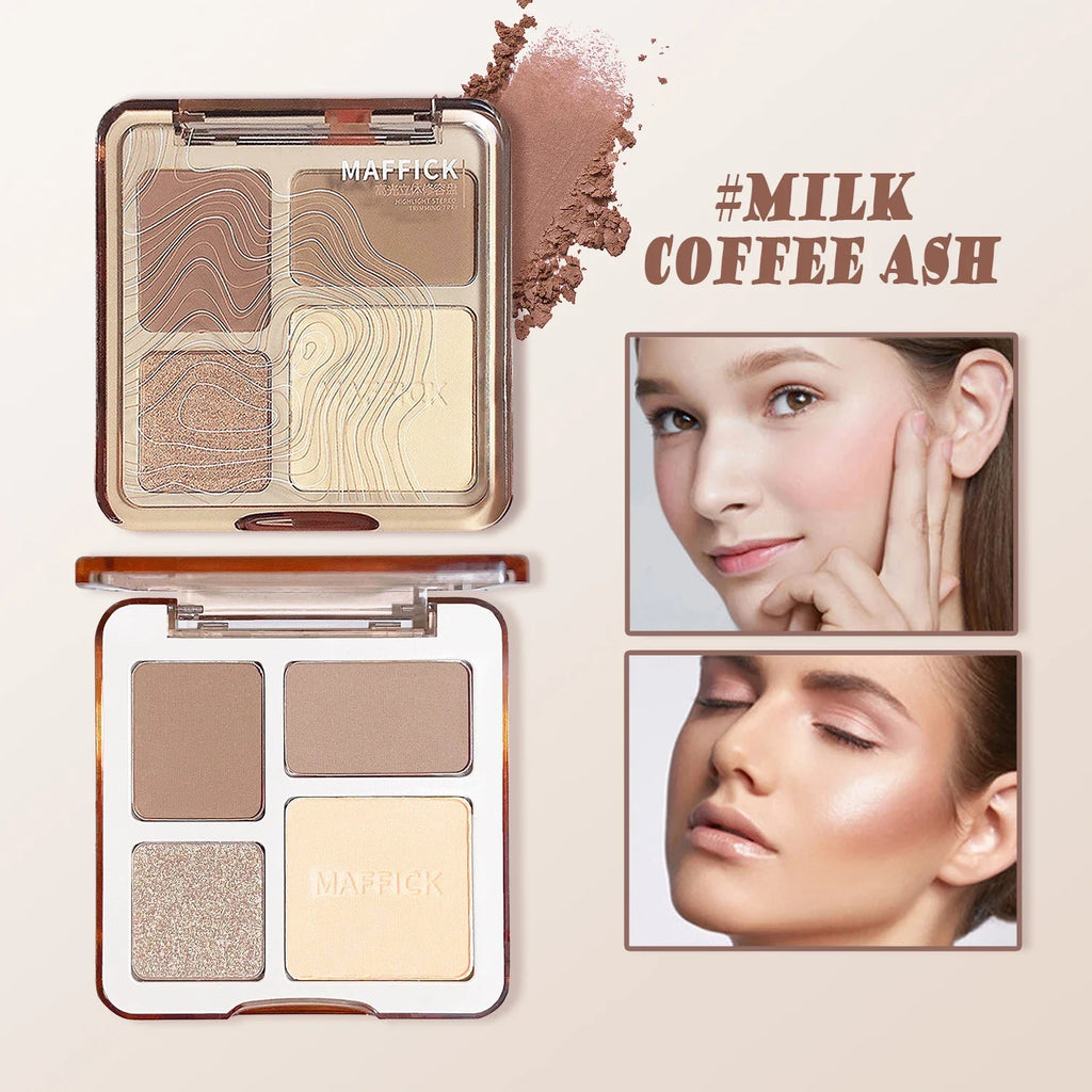 Contouring Palette Highlighting Four Colors One Natural Matte Qme