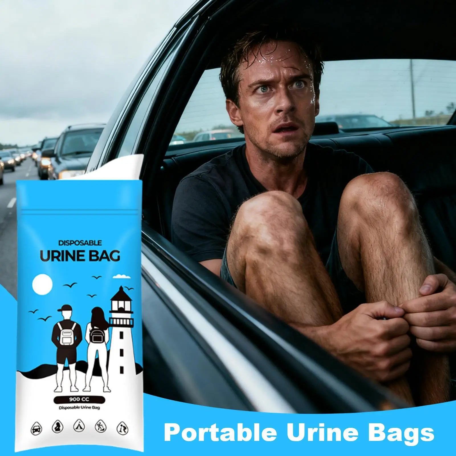 Travel Urine Bags Leak-Proof 900cc Pee Funnel Urinary Bag for Men Women Elderly Camping Hiking Backpacking Car Road Trip Bed Qme