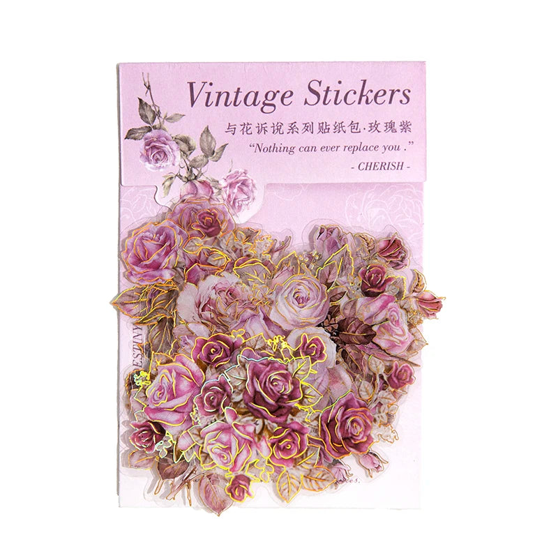 20 pcs/pack PET Plant Flowers Stickers aesthetic Stick Labels Decorative Scrapbooking material hand made Diy Supplies Qme