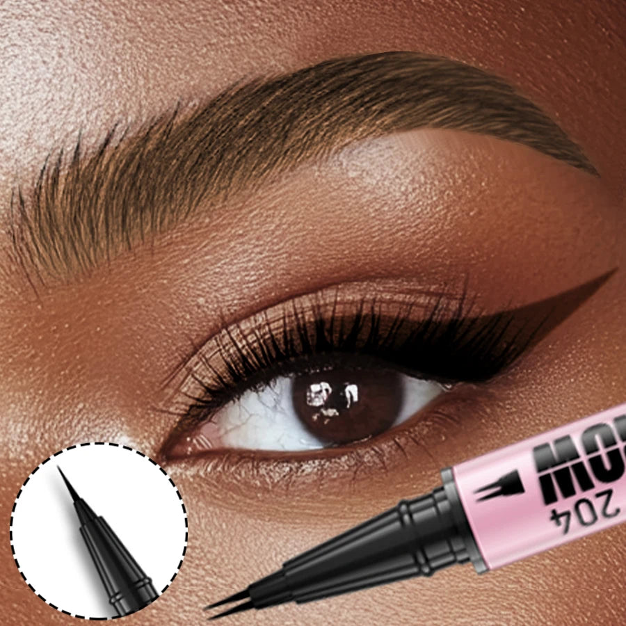 1 Waterproof 4 Colors Ultra Double-ended Eyebrow Pen Eyeliner Qme