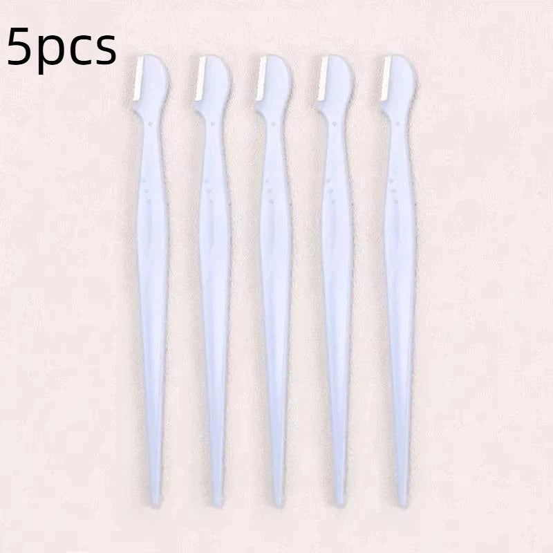 Precision Straight Handle Eyebrow Trimmers 2 3 Round Head Grooming Qme 5pcs Light blue
