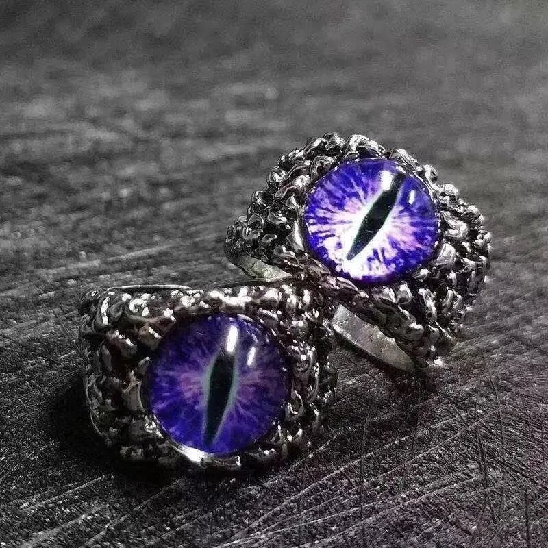 Fashion Creative Evil Dragon Eye Rings For Personality Male Punk Colors Ring Jewelry Men's Bar Night Club Accessories Gifts Qme